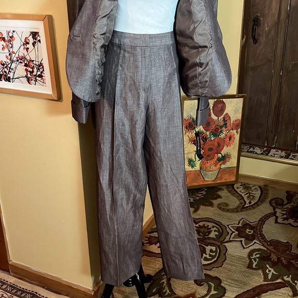 Lafayette 148 Size 14 Flat-Front Career Trouser Virgin Wool + Linen $328 NEW - Picture 12 of 16